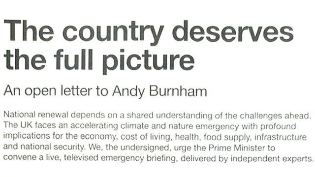 header of open letter to Andy Burnham